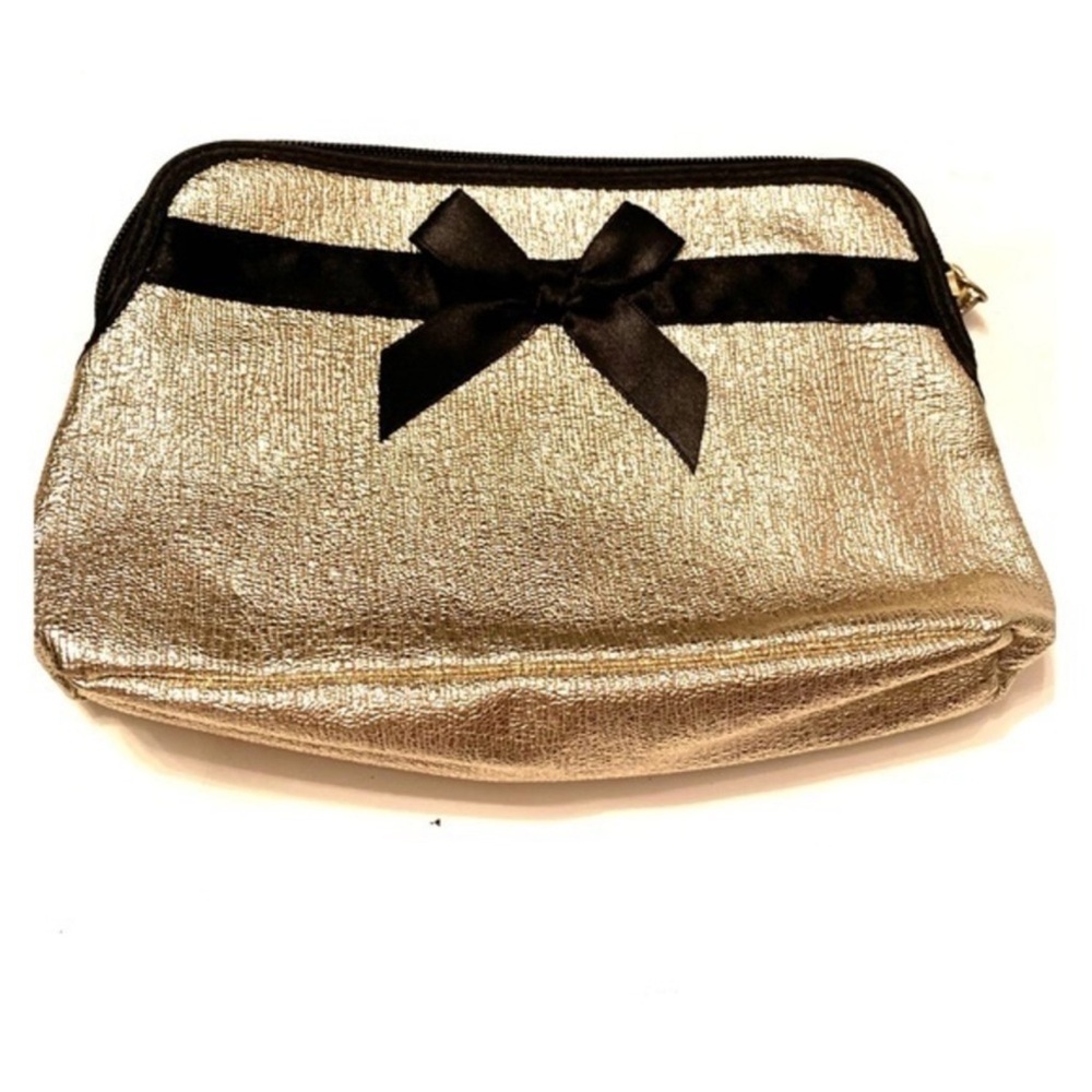 AVON SHIMMERING GOLD BAG with BLACK BOW NWOT